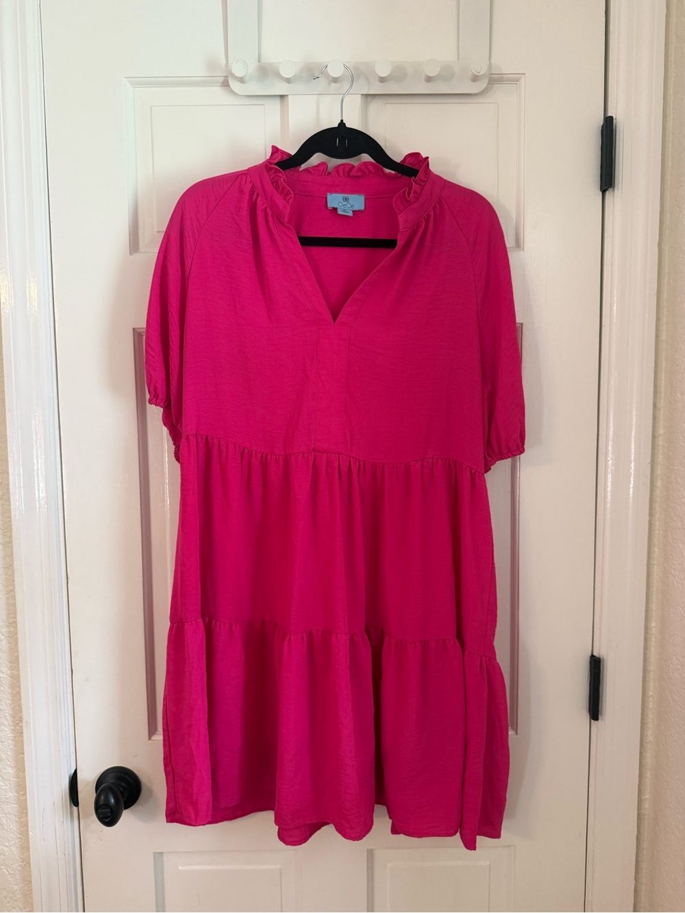 CeCe Hot Pink Tiered V-Neck Tunic